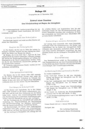 Gesetzentwurf über Schuljahresanfang und Beginn der Schulpflicht