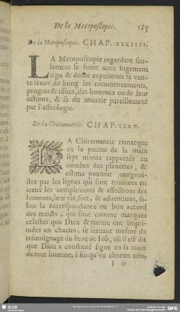 De la Chiromantie. Chap. XXXV.