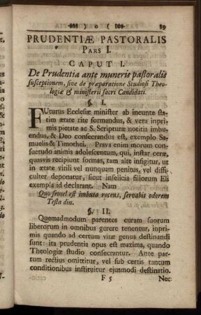 Prudentiæ Pastoralis Pars. I.