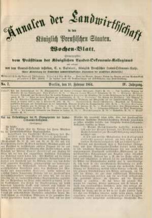No. 7. Berlin, den 10. Februar 1864. IV. Jahrgang.