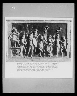 Altar — Relief-Zyklus der Martyrien der heiligen Christina — Der heiligen Christina werden die Brüste abgeschnitten