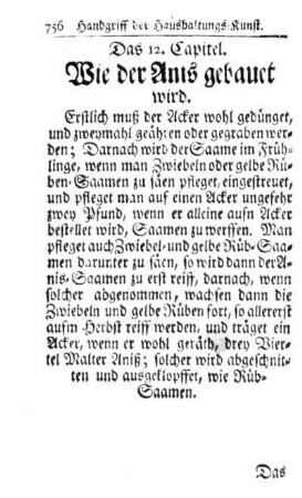 Das 12. Capitel. Wie der Anis gebauet wird.