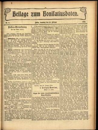 Zweite Ausgabe vom Sonntag, den 13. Februar 1910.