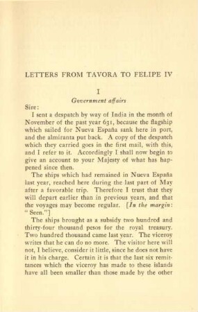 Letters from Tavora to Felipe IV