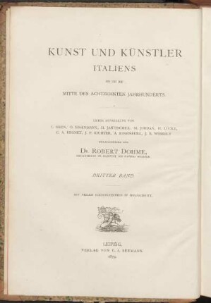 Abth. 2, Bd. 3: Kunst und Künstler Italiens bis um die Mitte des achtzehnten Jahrhunderts