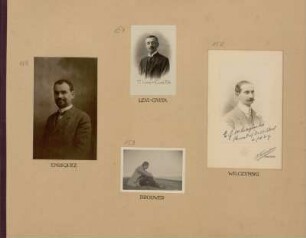Bl. 32: Fotografien der Mathematiker Federigo Enriques, Tullio Levi-Civita, Ernest Julius Wilczynski und Luitzen E. J. Brouwer, 1920 - 1922