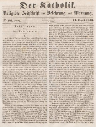 389-391 Zeitfragen : XVI. Die Wallfahrten (I)