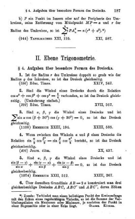 II. Ebene Trigonometrie.