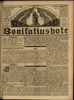 Ausgabe vom Sonntag, den 21. Oktober 1923.