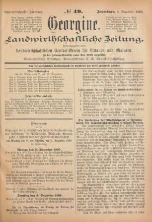Achtundfünfzigster Jahrgang. No. 49. Insterburg, 4. Dezember 1890.