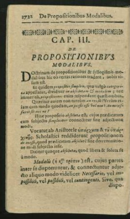 Cap. III. De Propositionibus Modalibus.