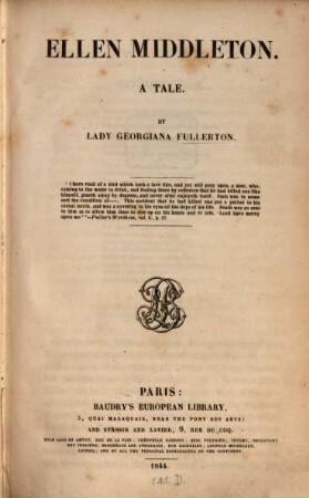 Ellen Middleton : A Tale. By Lady Georgiana Fullerton