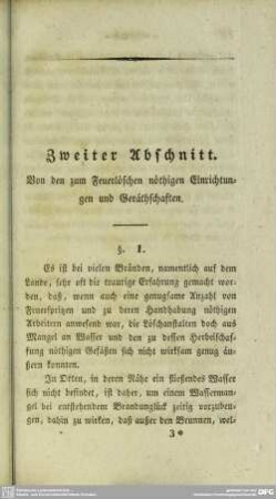 Zweiter Abschnitt. Von den zum Feuerlöschen nöthigen Einrichtungen und Geräthschaften