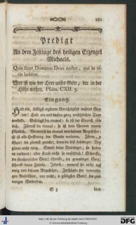 An dem Festtage des heiligen Erzengel Michaels.