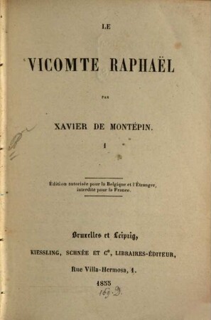 Le Vicomte Raphaël, 1