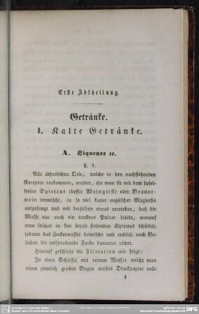 Erste Abtheilung. Getränke