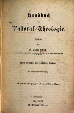 Handbuch der Pastoral-Theologie