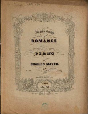 Ma petite barque : romance pour le piano ; op. 109