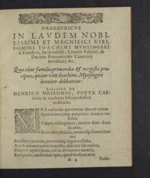 Panegyricus in laudem nobilissimi et magnifici uiri...