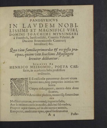 Panegyricus in laudem nobilissimi et magnifici uiri...