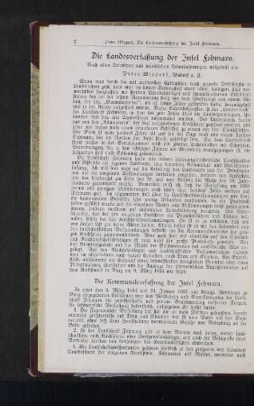 Die Landesverfassung der Insel Fehmarn.