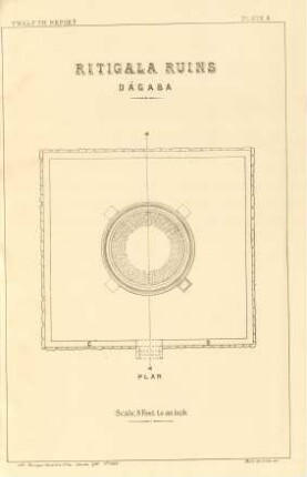 Plate A. Ritigala ruins. Dágaba. Plan.