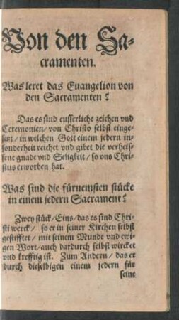 Von den Sacramenten.