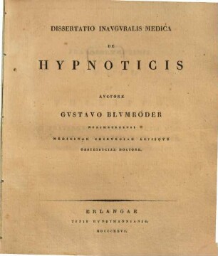 Dissertatio inauguralis medica de hypnoticis