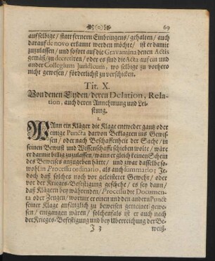 Tit. X. Von denen Eyden, der Delation, Relation, auch deren Annehmung und Leistung.