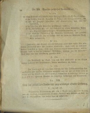 Tit. XII. Von der gesetzlichen Auctorität gegenwärtiger Stadt-Ordnung.