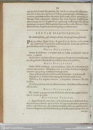 Sectio XLI. & XLII. & XLIII. De immensitate, & omnipraesentia Dei, praesertim essentiali
