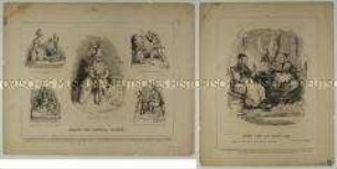 Karikaturen aus dem "Punch" auf Lord Radnor und seinen Gesetzentwurf zur Abschaffung der Postzensur sowie auf Prinz Albert, Admiral Joinville, Charles Sibthorp und J. Graham (in englischer Sprache) - Blatt 13-14