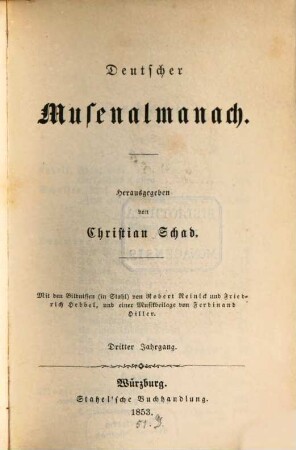 Deutscher Musenalmanach. 3, 3. 1853