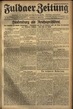 Ausgabe vom Dienstag, den 28. April 1925.