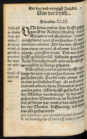 Von der hylffe. Articulus. XLIII.