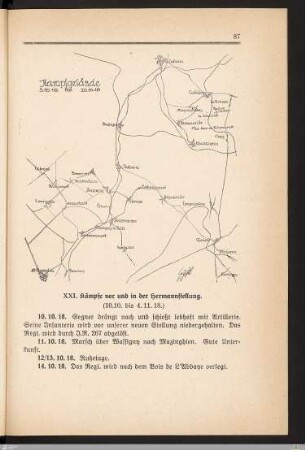 XXI. Kämpfe vor und in der Hermannstellung