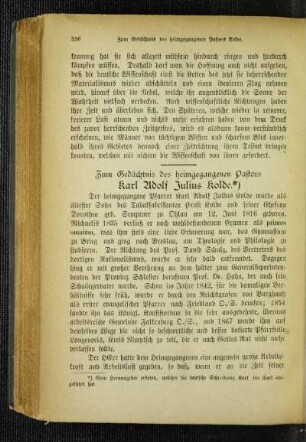 Zum Gedächtnis des heimgegangenen Pastors Karl Adolf Julius Kolde