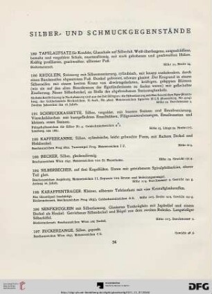 Silber- und Schmuckgegenstände (Nr. 189-223)