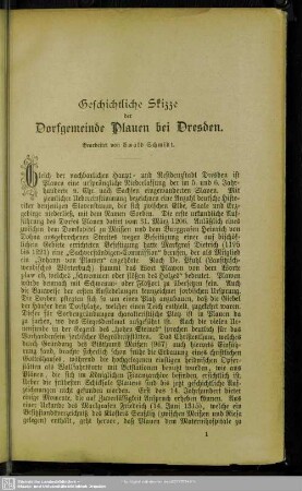 Geschichtliche Skizze der Dorfgemeinde Plauen bei Dresden