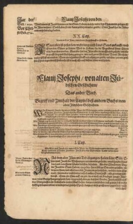 Flavii Josephi/ von alten Jüdischen Geschichten/ Das ander Buch.