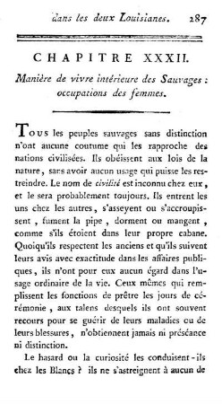 Manière de vivre intérieure des Sauvages ; occupations des femmes