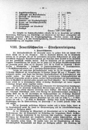 VIII. Feuerlöschwesen - Straßenreinigung