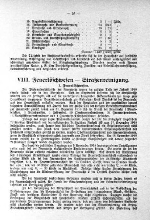 VIII. Feuerlöschwesen - Straßenreinigung