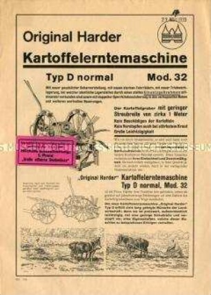 Original Harder Kartoffelerntemaschine Typ D normal Mod. 32