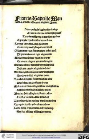 Ad tuo confugio supplex altaria virgo, et sero nocturnas in tua templa preces...