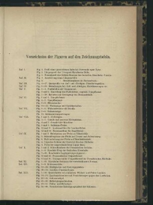 Verzeichniss der Figuren auf den Zeichnungstafeln