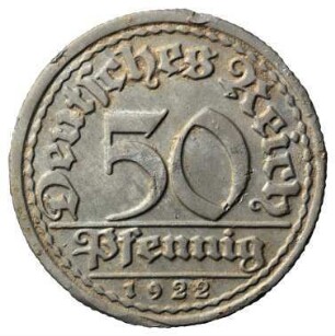 Fundmünze, 50 Pfennig, 1922