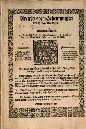 Artickel oder Geheimnüssen des H. Rosenkräntzels