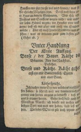 Unter Handlung Der Erste Auffzug.