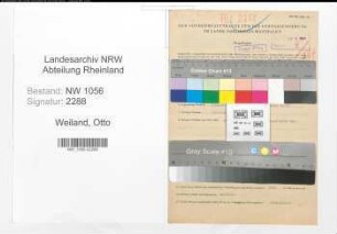 Entnazifizierung Otto Weiland , geb. 02.08.1900 (Vertreter)